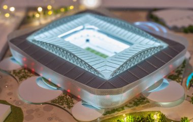 4 Aralık 2017 Moskova, Rusya. Katar 'da oynanacak olan FIFA Dünya Kupası 2022 karşılaşmasının maçları El Rayyan Stadyumu' nun maçıdır..