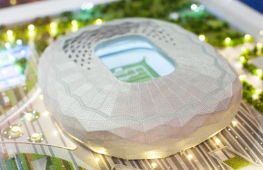 4 Aralık 2017 Moskova, Rusya. Katar 'daki 2022 FIFA Dünya Kupası karşılaşmalarının düzenleneceği Katar Vakfı Stadyumu' nun maçıydı..