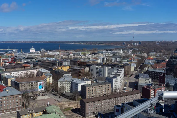 Abril 2018 Tallinn Estonia Vista Deck Observação Nos Modernos Bairros — Fotografia de Stock