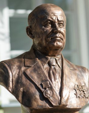 23 Eylül 2017 Moskova Rusya Cpsu Merkez Komitesi Genel Sekreteri Nikita Khrushchev 'in Moskova' daki Hükümdarlar Sokağı 'nda Zurab Tsereteli tarafından yapılan baskını.