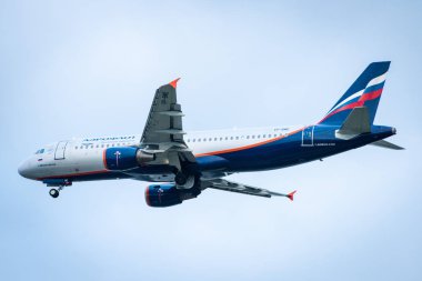 29 Ekim 2019, Moskova, Rusya. Uçak Airbus A320-200 Aeroflot - Moskova 'daki Sheremetyevo havaalanında Rus Havayolları.