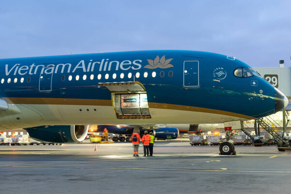 October 29, 2019, Moscow, Russia. Plane Airbus A350-900 Vietnam Airlines at Sheremetyevo airport in Moscow.