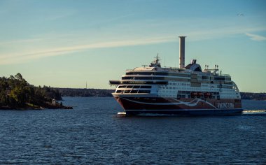 22 Nisan 2019, Stockholm, İsveç. Finlandiya nakliye gemisinin hızlı yolcusu ve feribotu Viking Hattı Viking Grace ile ilgilidir..