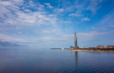 29 Nisan 2018 Saint Petersburg, Rusya. Kamu ve iş merkezi Lakhta Merkezi.