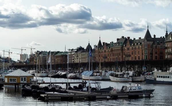 April 2018 Stockholm Sverige Marina För Båtar Och Katamaraner Centrala — Stockfoto