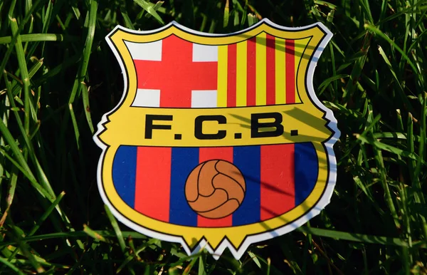 Setembro 2019 Istambul Turquia Emblema Clube Futebol Espanhol Barcelona Grama — Fotografia de Stock