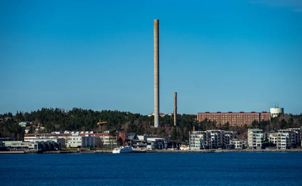 Avril 2018 Stockholm Suède Port Vartahamnen Dans Détroit Lilla Vartan — Photo