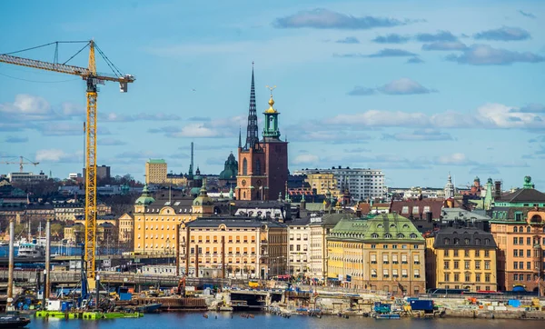 April 2018 Stockholm Sverige Panorama Över Stockholms Historiska Centrum Klart — Stockfoto