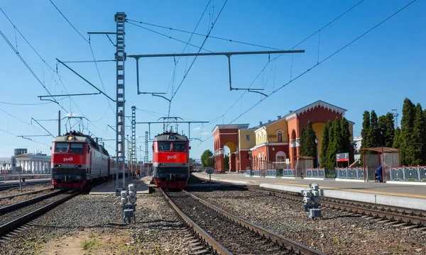 Mayıs 2019 Orel Rusya Yolcu Trenleri Orel Şehrinin Tren Istasyonunda — Stok fotoğraf