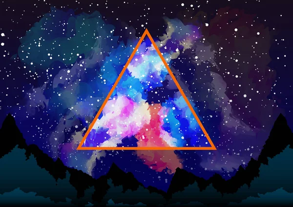 Mystic galaxy view through the astral triangle — Stock Vector