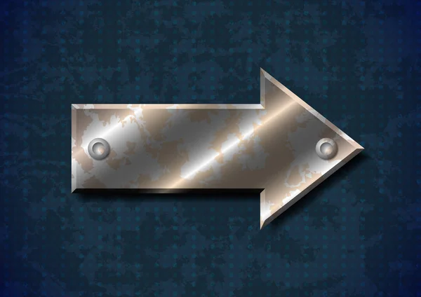 Freccia in metallo arrugginito con rivetti — Vettoriale Stock