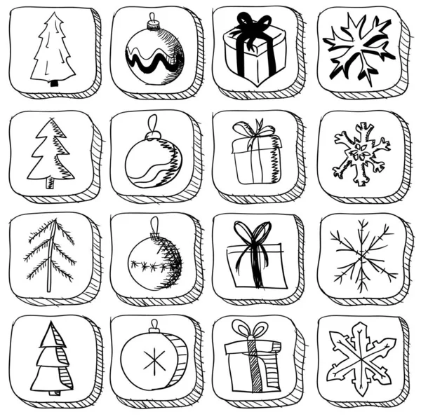 Conjunto de iconos de boceto de Navidad — Archivo Imágenes Vectoriales