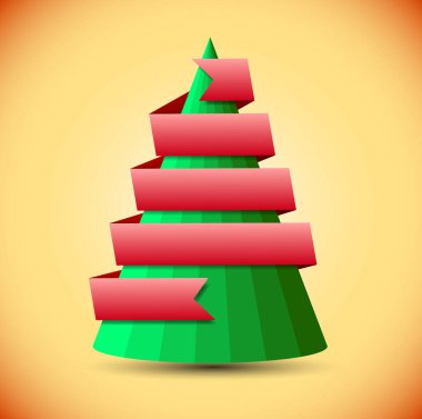 kırmızı kurdele ile geometrik Noel ağacı