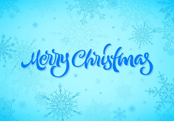 Buon Natale calligrafico disegnato a mano lettering con fiocchi di neve — Vettoriale Stock