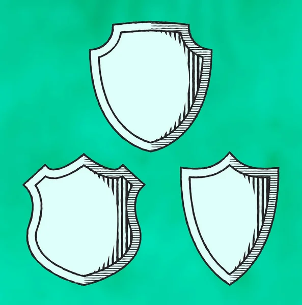 Conjunto de escudos de corte de madeira —  Vetores de Stock