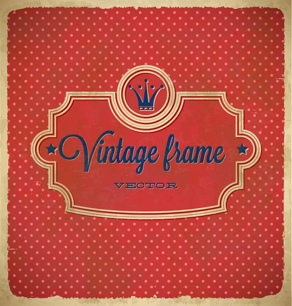 Vintage polka dot frame with crown — Stock Vector