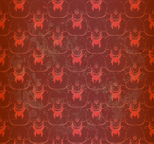 Fond d'écran rouge sans couture avec ornement floral — Image vectorielle
