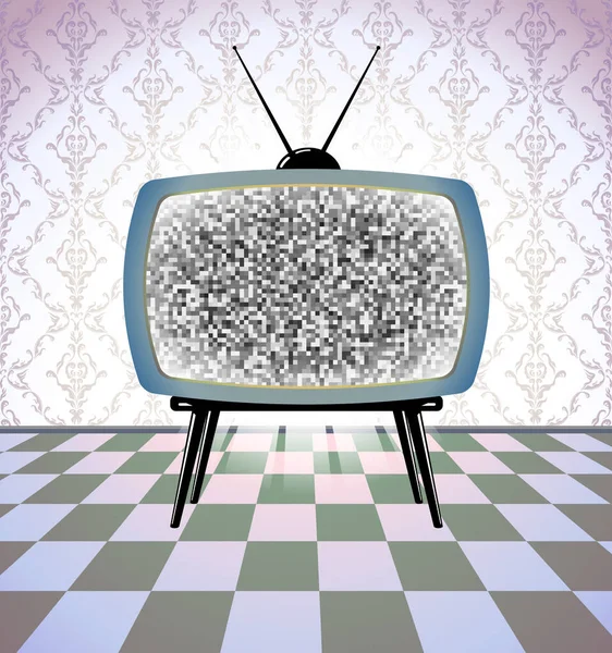 Старовинний номер з телевізором — стоковий вектор