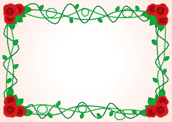 有玫瑰和尖刺的框架 — 图库矢量图片