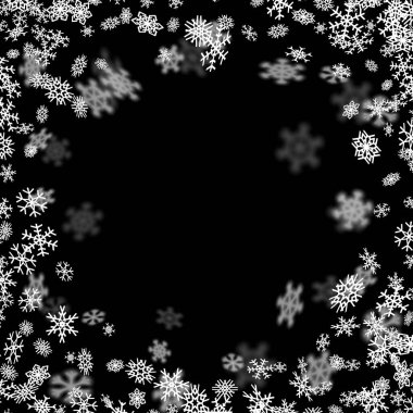 Karanlıkta bulanık kar taneleri ile kar yağışı arkaplanı