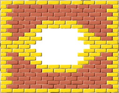 Sarı ve kahverengi tuğlalı tuğla çerçeve