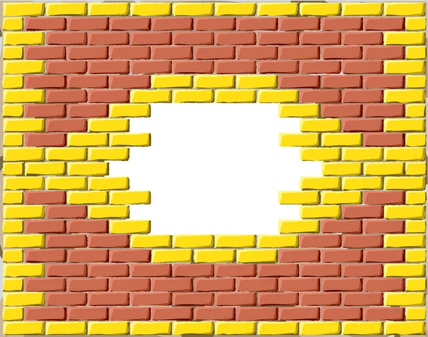 Quadro de tijolo com tijolos amarelos e marrons — Vetor de Stock