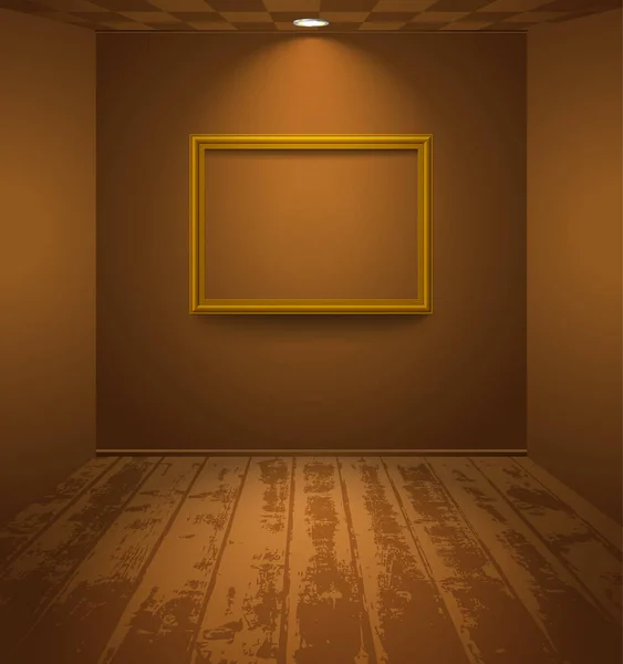 Brown room with frame — 스톡 벡터