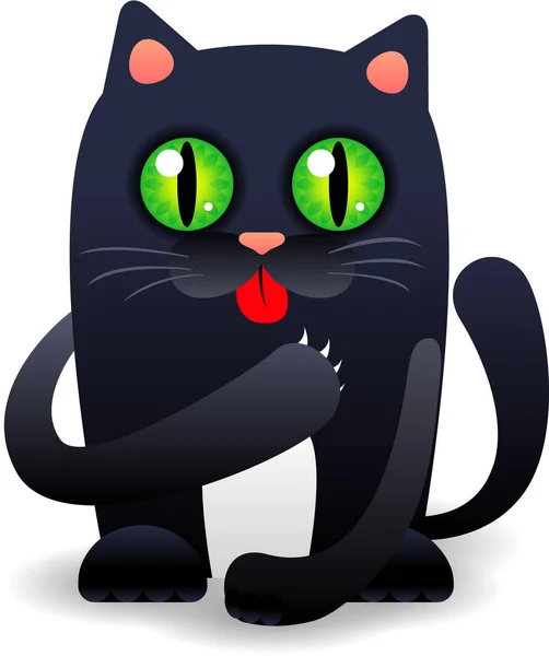 Chat noir lécher son patte — Image vectorielle