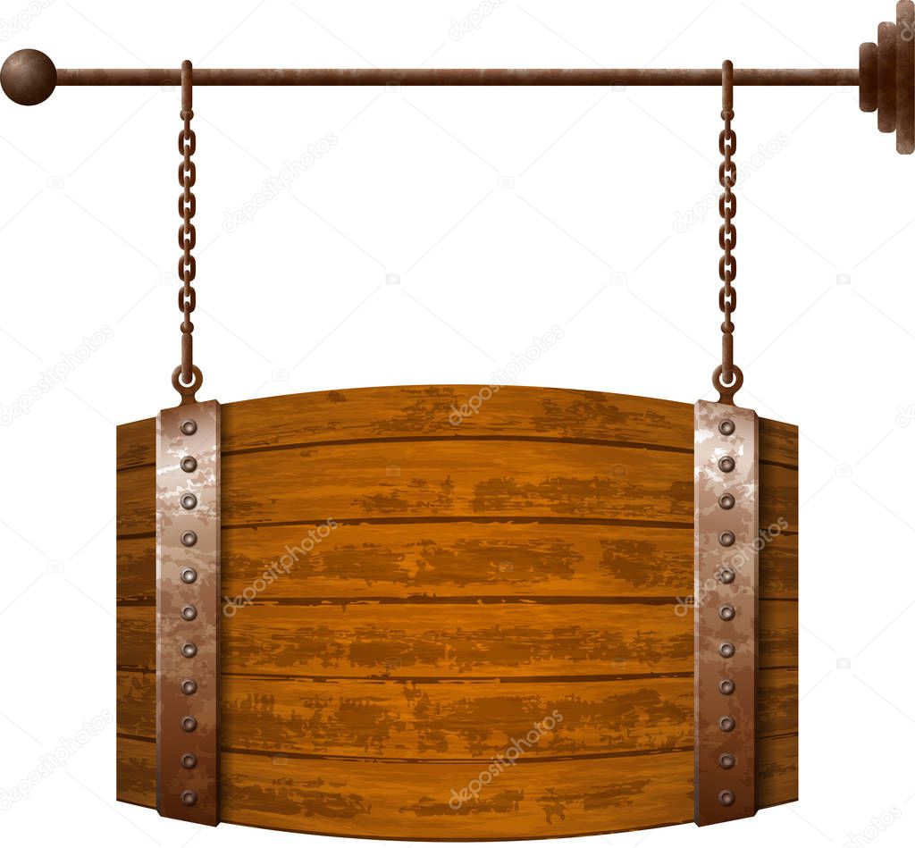 Barrel shaped wooden signboard