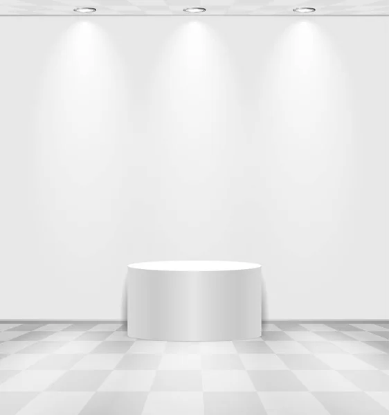 Ruangan putih dengan panggung bulat - Stok Vektor
