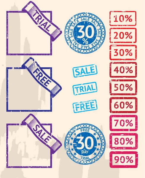 Serie von Verkaufsmarken mit Prozentangaben — Stockvektor