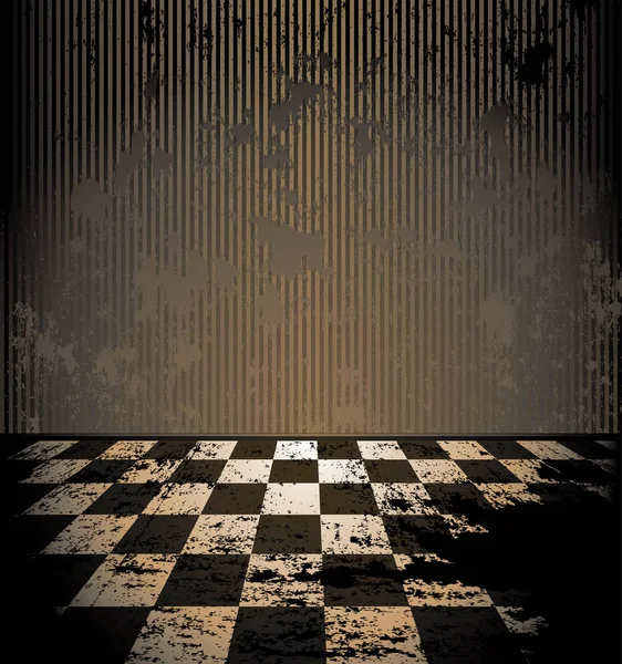 Brudny pokój z podłogą w szachownicę — Wektor stockowy