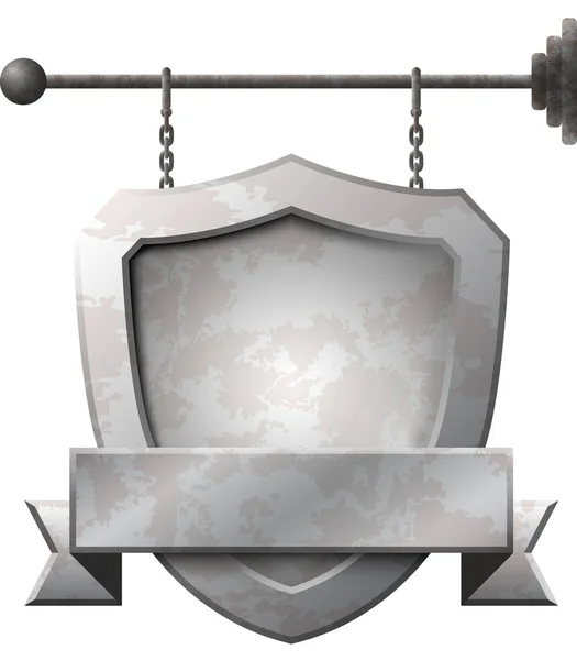 Placa de metal enferrujado em forma de escudo —  Vetores de Stock