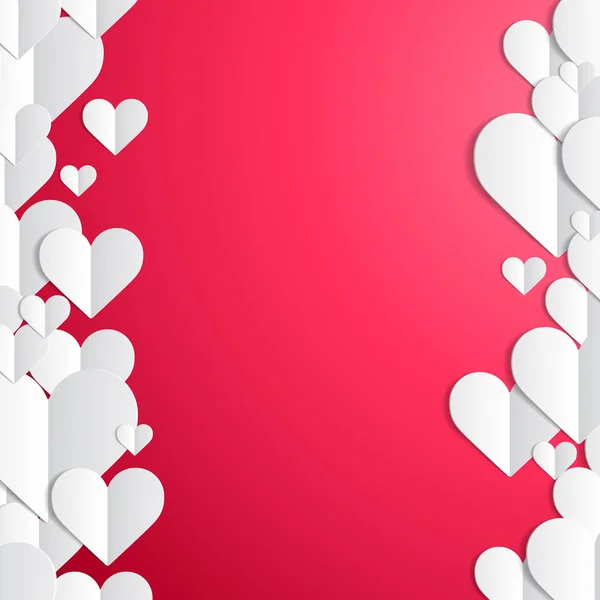 Valentines Day frame with lines of paper hearts — Stock Vector