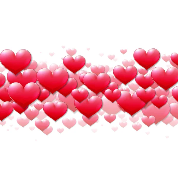 День Святого Валентина з розпорошеними багряними серцями. — стоковий вектор