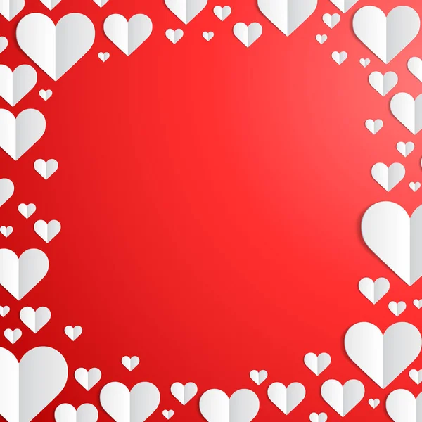 Valentines Day frame with cut paper hearts — Stock Vector