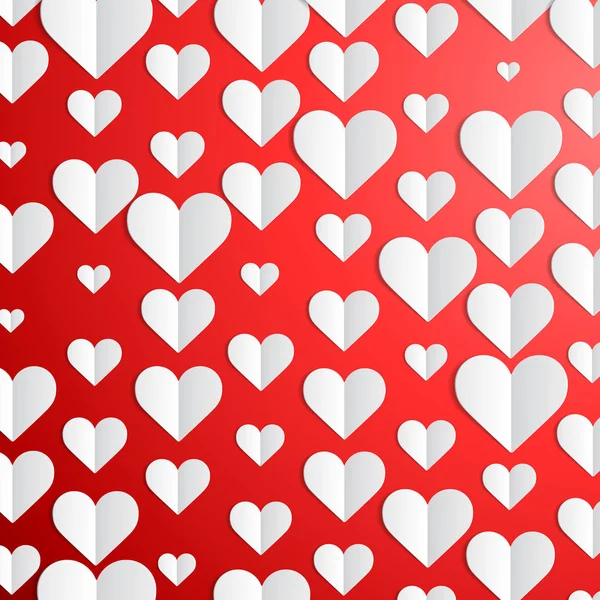 Valentines Day background with paper hearts — Stock Vector