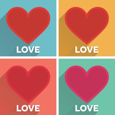 uzun gölge ile düz tipografik Sevgililer günü etiket kümesi