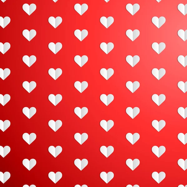 Valentines Day polka dot pattern with paper hearts — Stock Vector