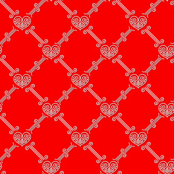 Patrón sin costura ornamental con corazones — Vector de stock