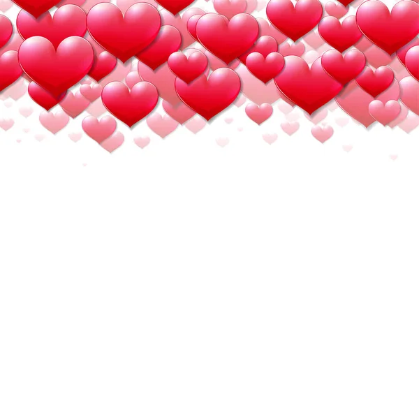 Valentinstag Karte mit verstreuten lila Herzen — Stockvektor