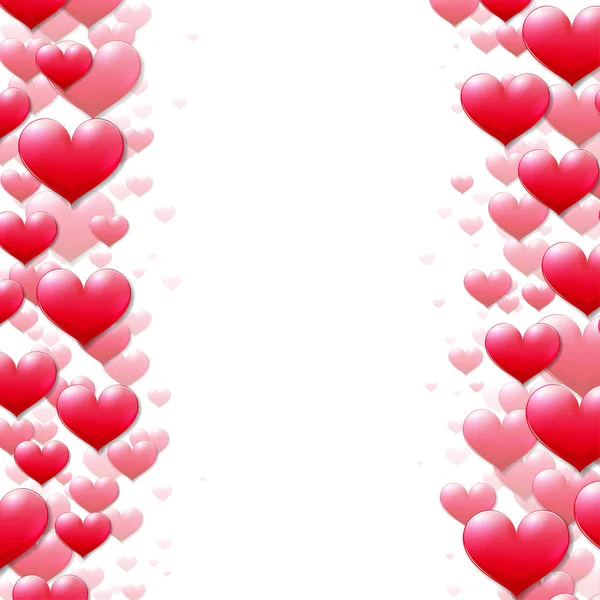 Valentinstag Karte mit verstreuten lila Herzen — Stockvektor