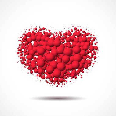 Valentines Day card with heart made of scattered bubbles