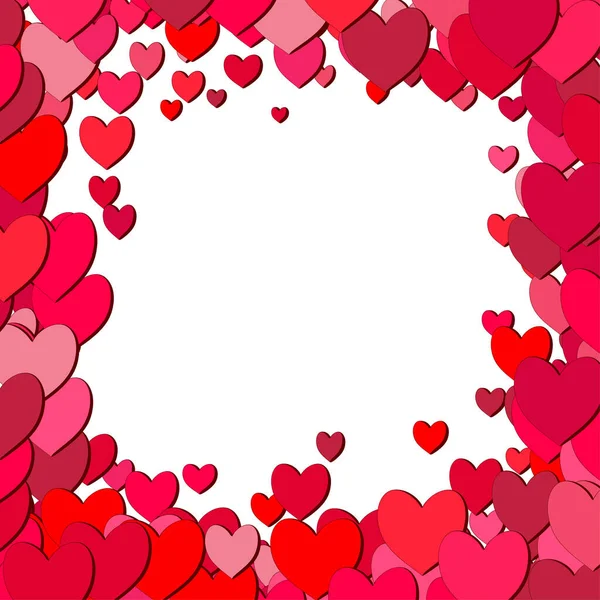 Dia dos Namorados quadro quadrado com corações dispersos —  Vetores de Stock