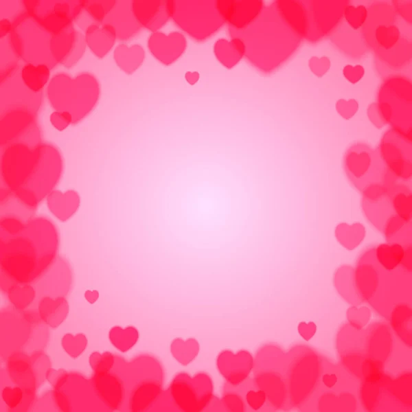 Dia dos Namorados quadro quadrado com corações espalhados bokeh —  Vetores de Stock