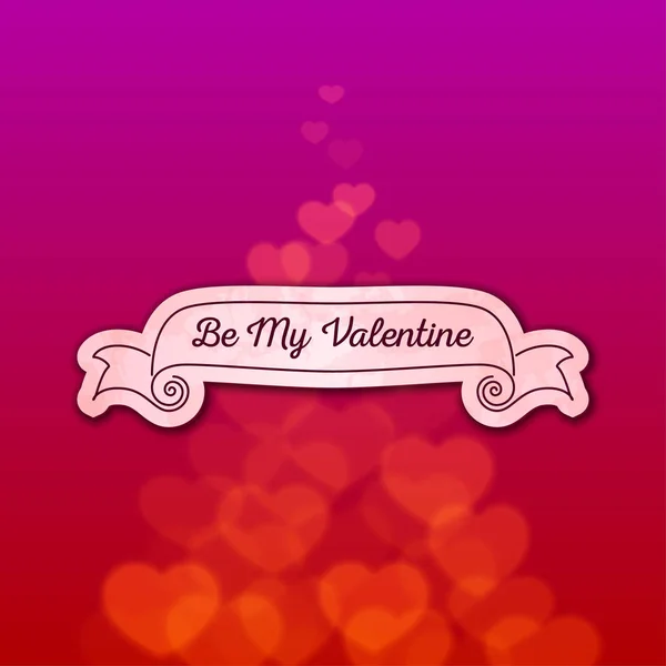 De dag van Valentijnskaarten lint met verspreide bokeh hart — Stockvector