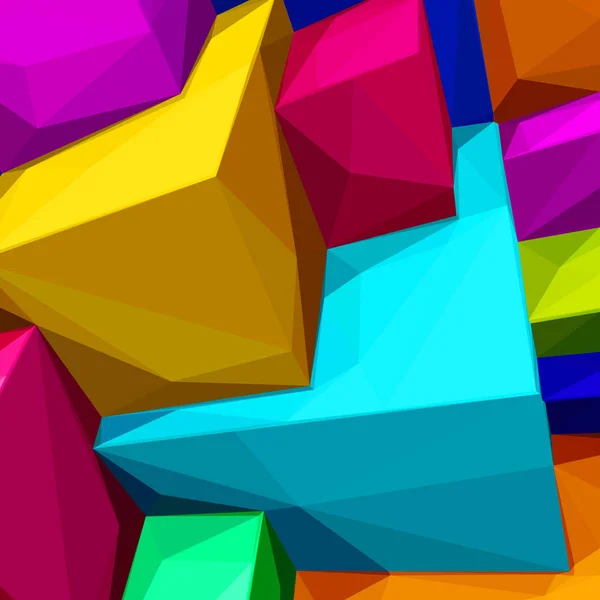 Fundo abstrato com cubos coloridos e sombras triangulares f — Vetor de Stock