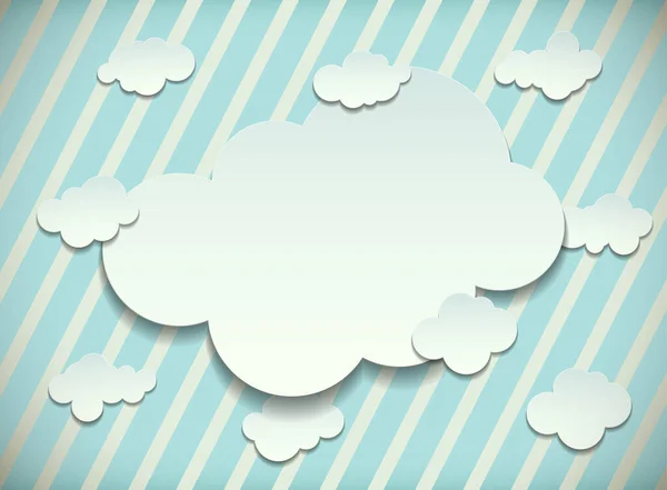 雲をカットとビンテージのカード — ストックベクタ