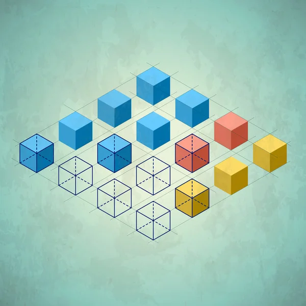 Infographies avec cubes. Plan en forme de diamant — Image vectorielle