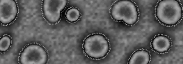 Ilustrasi makro Coronavirus COVID-19, mikroskop memperlihatkan representasi dari infeksi patogen mematikan - Stok Vektor